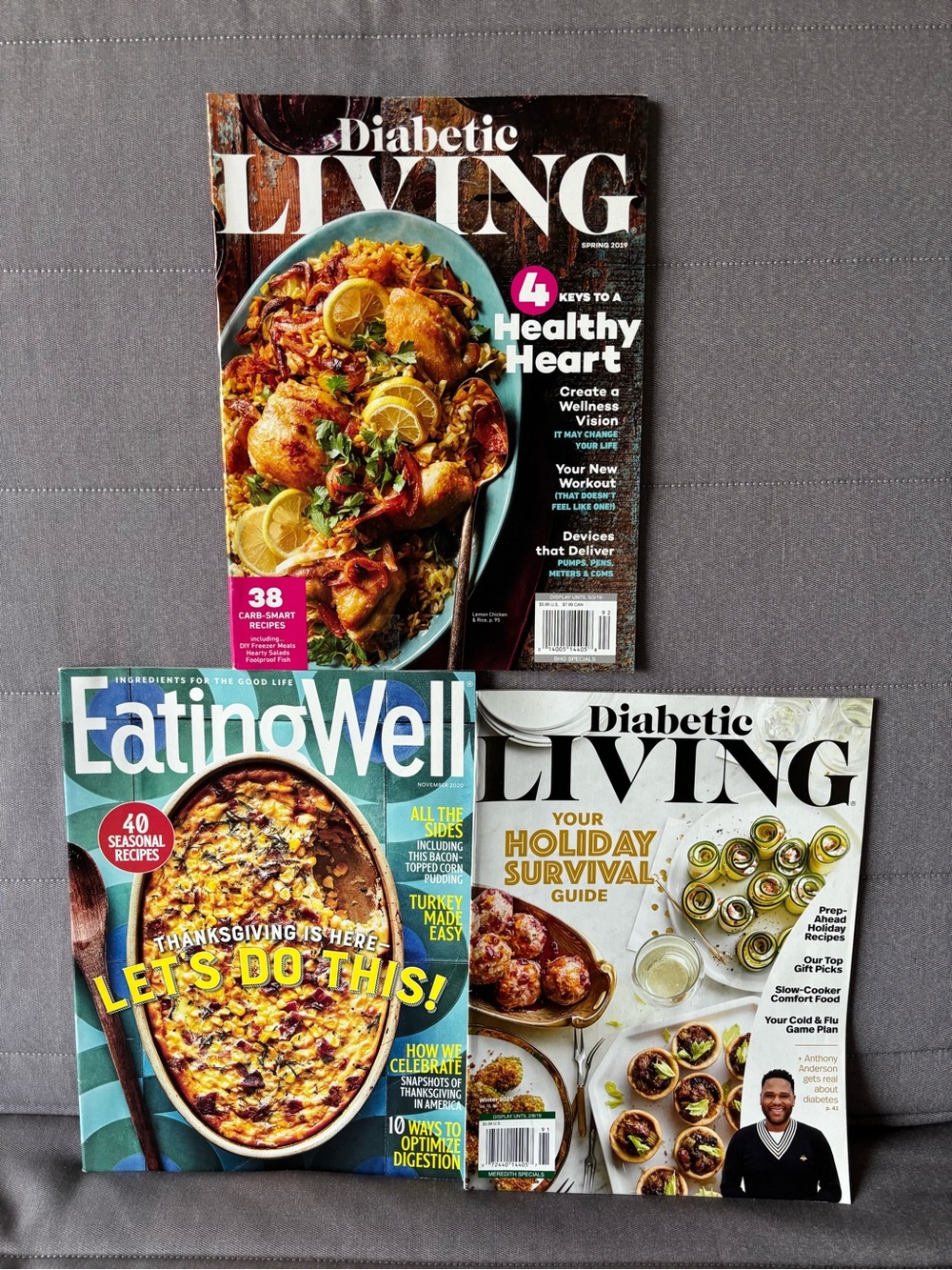Diabetic Living & EatingWell Magazine Bundle - Blue and White Covers 2019&2020